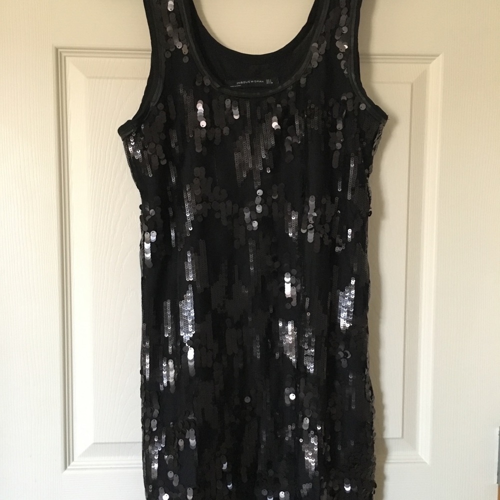 Fun party dress, shear with sequins outer layer, very pretty